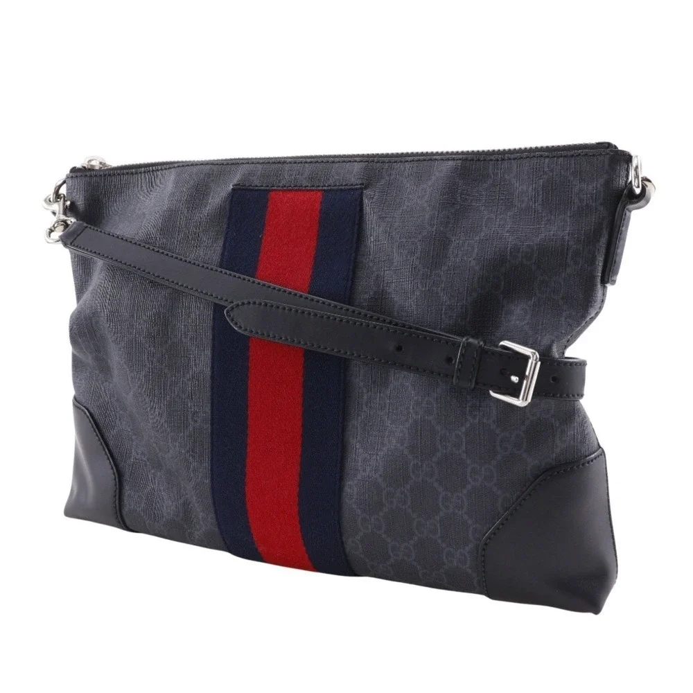 GUCCI Black Canvas Messenger Shoulder Bag
